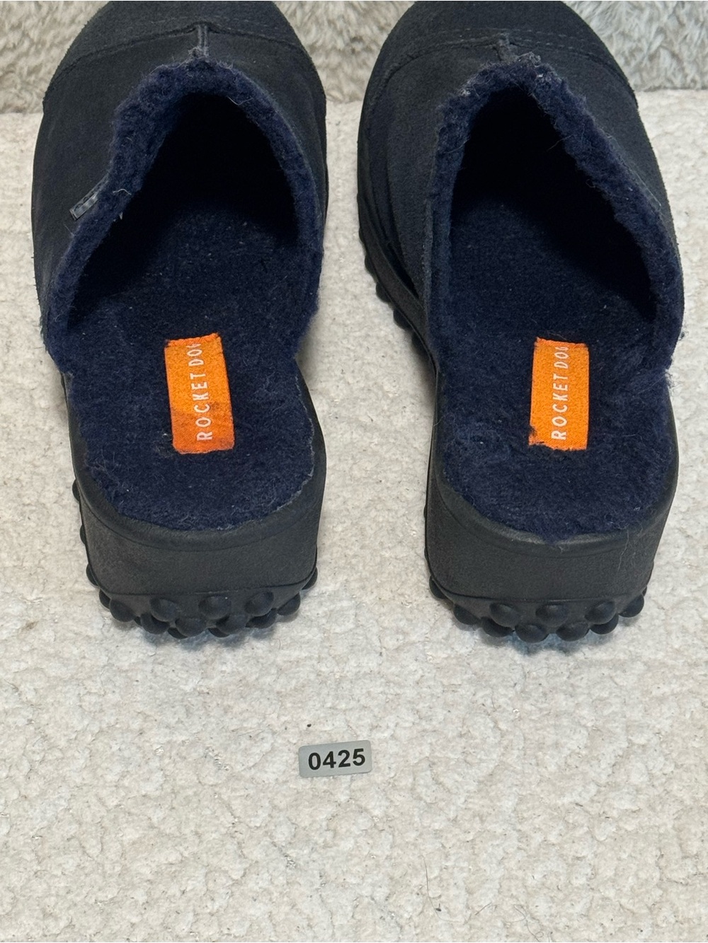 Rocket Dog Fran Navy Suede Platform Clogs Fuzzy Lined Mules 90s Y2K Size 6 - Picture 12 of 12